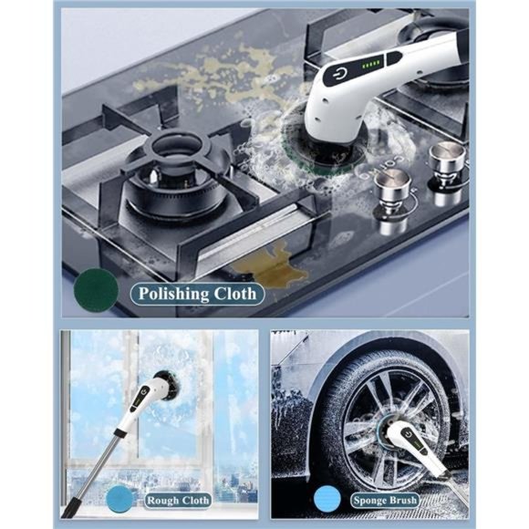 Electric Spin Scrubber,Cordless CleaningBrush with 7Replaceable Drill BrushHeads - Picture 7 of 7